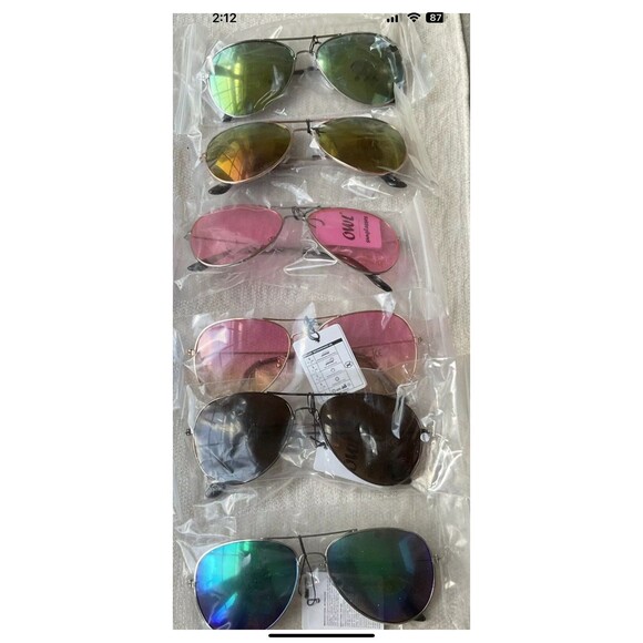 Owl 12 Pairs Classic Aviator Sunglasses Metal Frame Color Lens Variety UV NEW - Picture 3 of 7